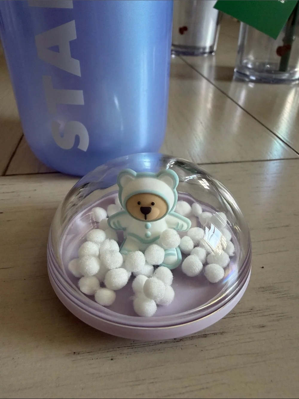 Starbucks 24oz Bear Dome Shimmer Water Bottle Blue Purple NWOT